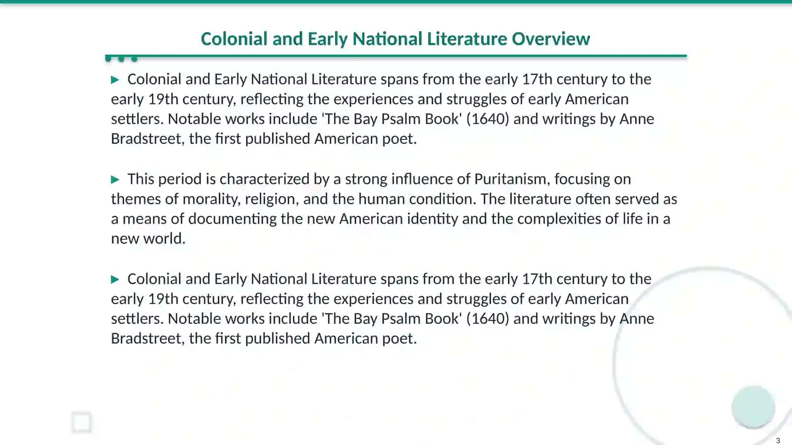 American literary periods and its leading trends 3