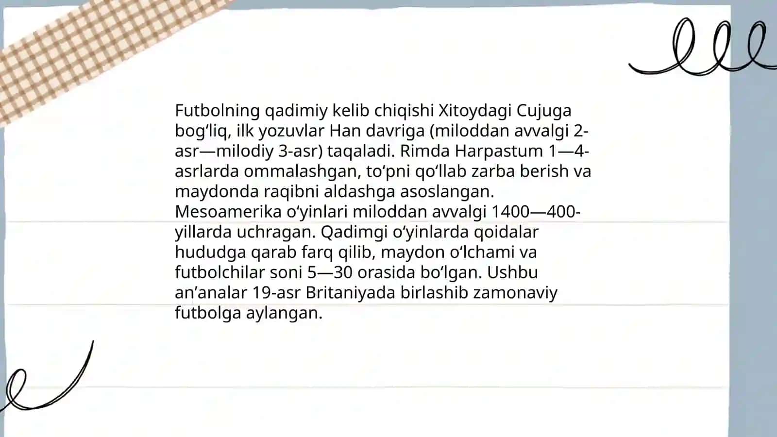 Futbol oʻyining kelib chiqish tarixi va dastlabki qoidalari 3