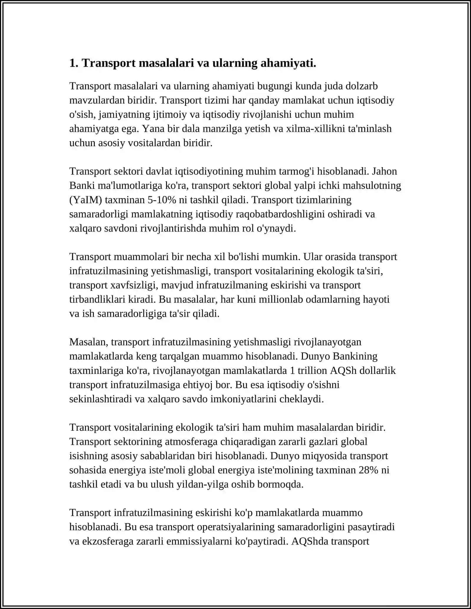 TRANSPORT MASALALARIGA KELTIRILGAN TAQSIMOT MASALALARI 3