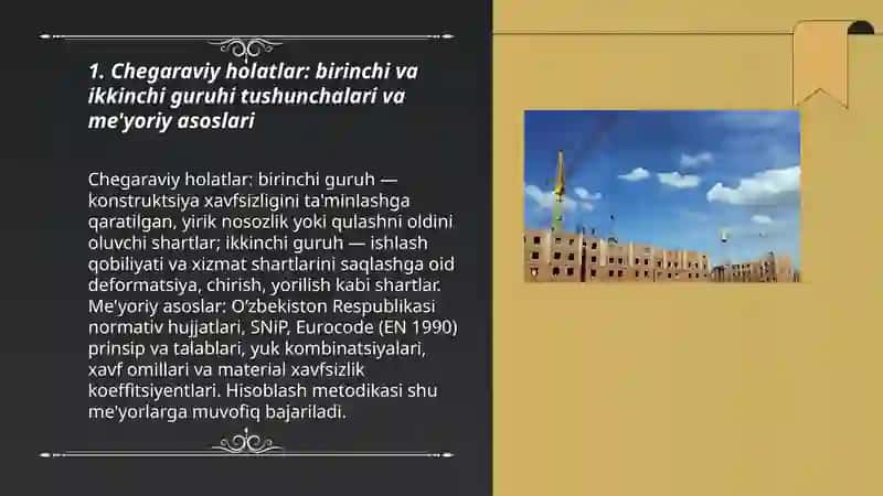 Qurilish konstruksiyalari fanidan tayyorlagan taqdimoti 3