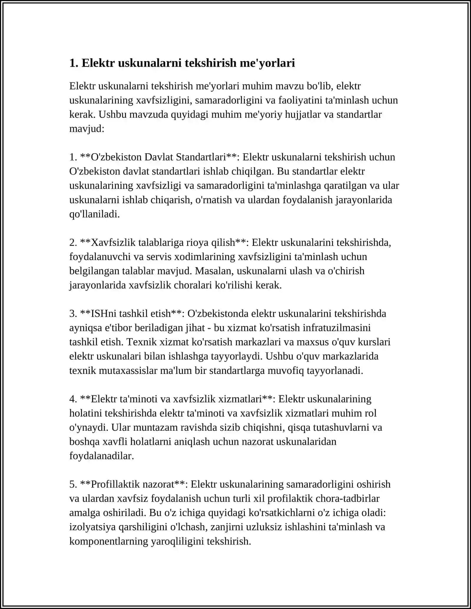 ELEKTR USKUNALARINI SINASH MEʼYORLARI QOIDASIDA FOYDALANILADIGAN TUSHUNCHALAR 3