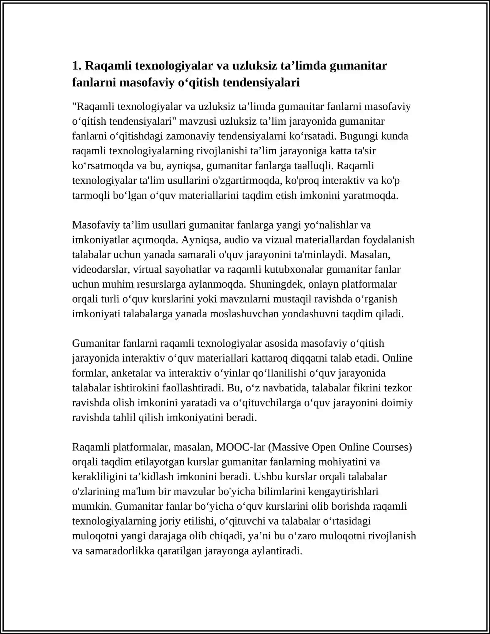 UZLUKSIZ TA’LIMDA GUMANITAR FANLARNI OʻQITISH TENDENSIYALARI 3