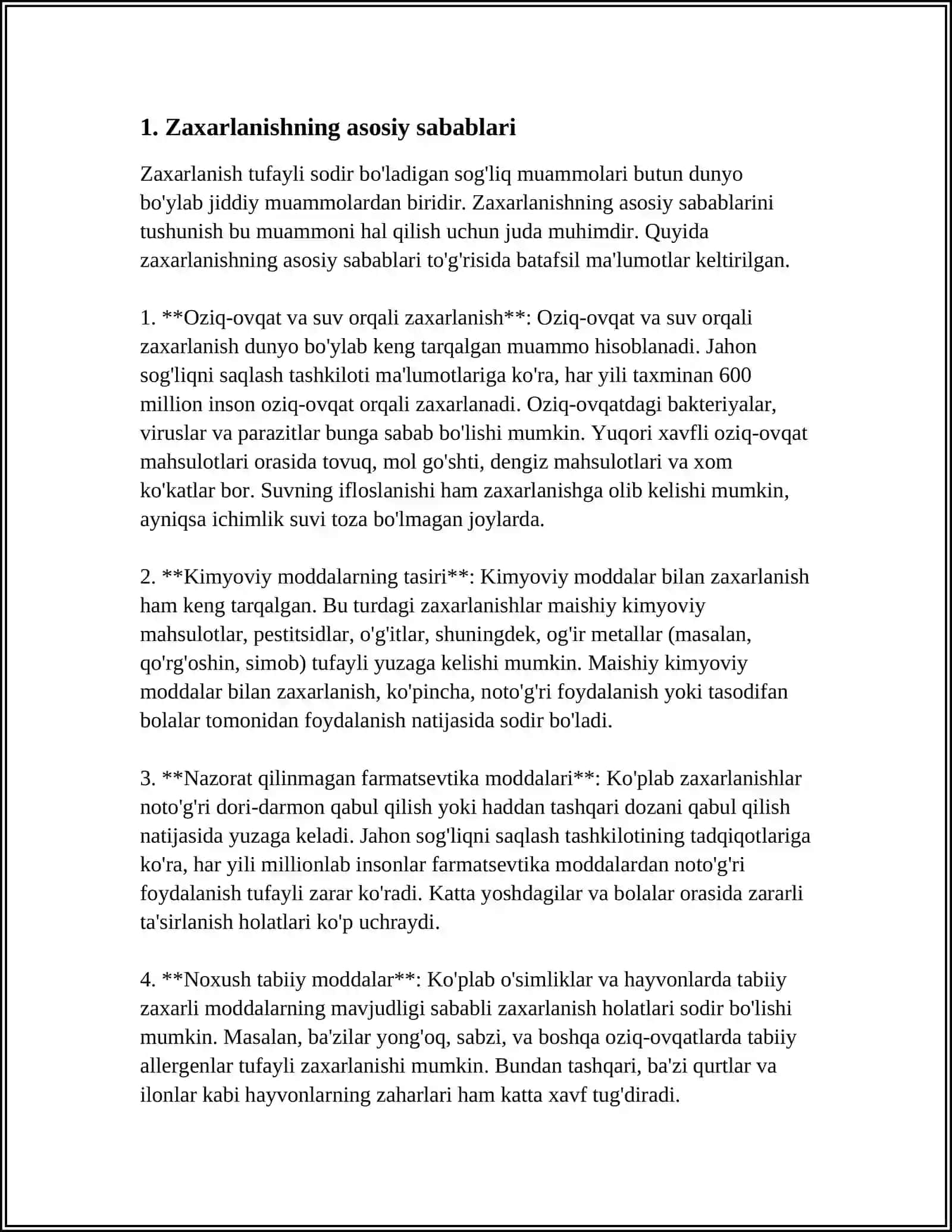 BOLLALARDA ZAXARLANISH NIMA,ZAXARLANISH TURLARI OLDINI OLISH VA BIRINCHI YORDAM 3
