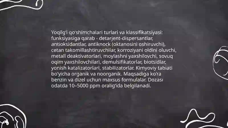 Yoqilgʻi qoʻshimchalari kimyosi 3