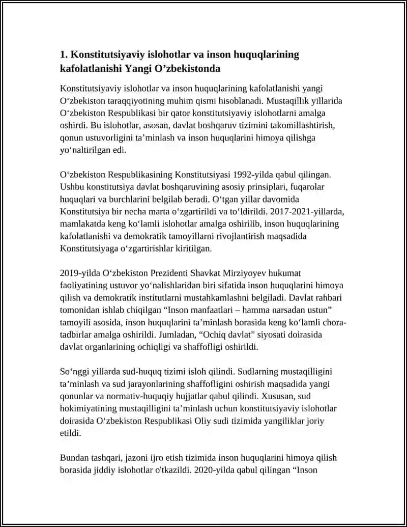 Yangi Oʼzbekistonda Inson Haq-huquqlari va Erkinliklarini Kafolatining Yaratilishi 3