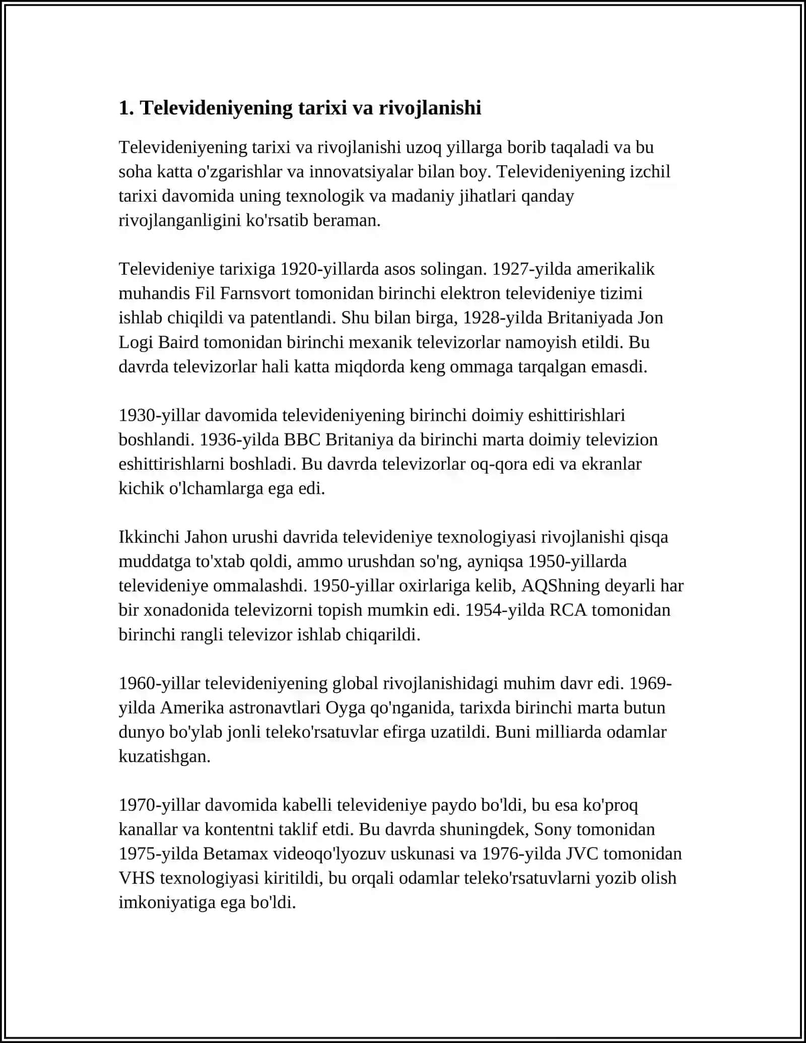 TELEVIDENYE- KOʻNGILOCHAR SANOAT SIFATIDA 3