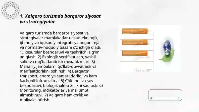 Xalqaro turizm sanoatining barqaror rivojlanishi va atrof-muhitni muhofaza gilish strategiyalari 3