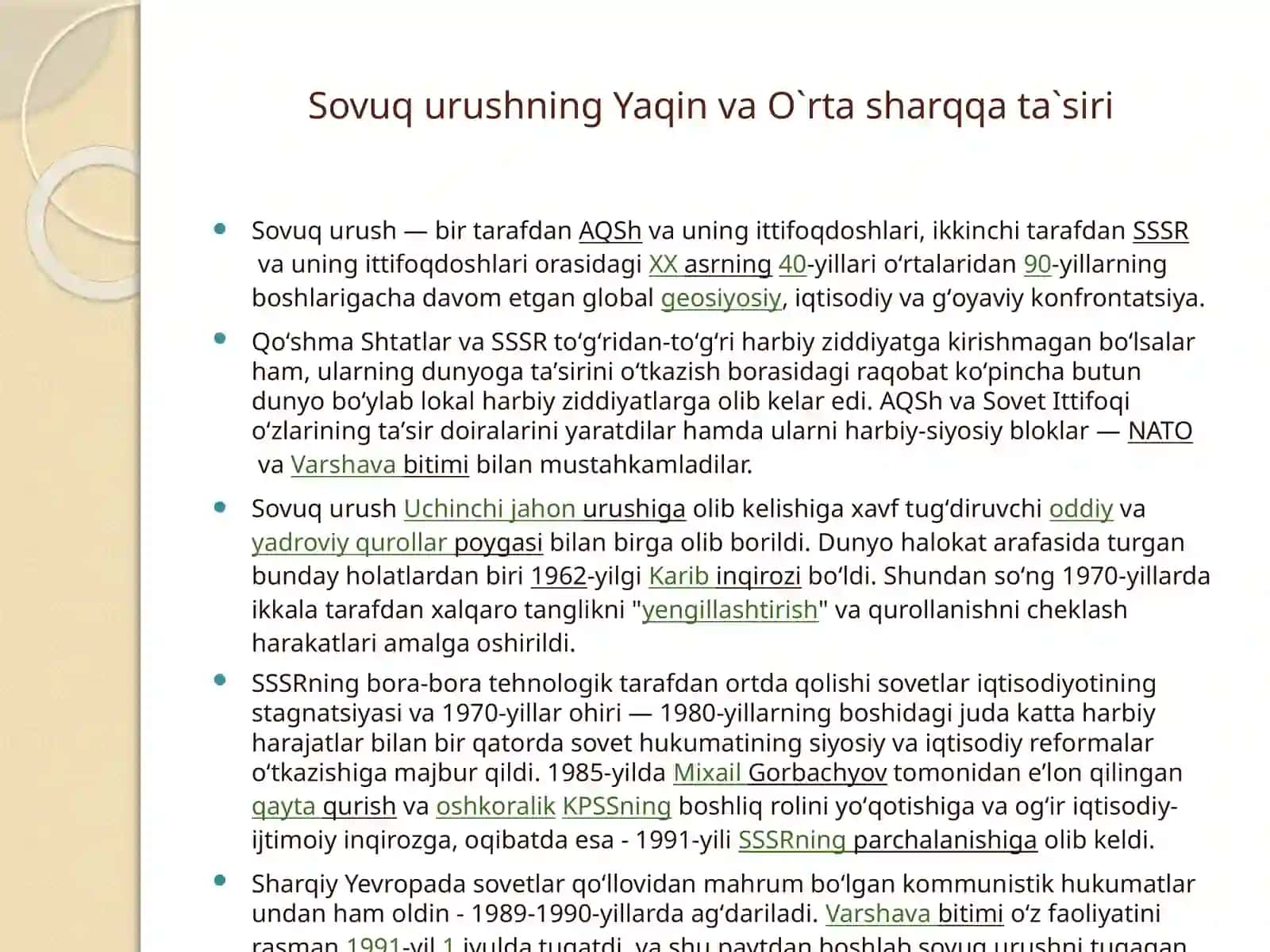 Yaqin va O`rta Sharq 1945-90-yillar (Arab-Isroil mojarosi, Afg`onistondagi urush) 3
