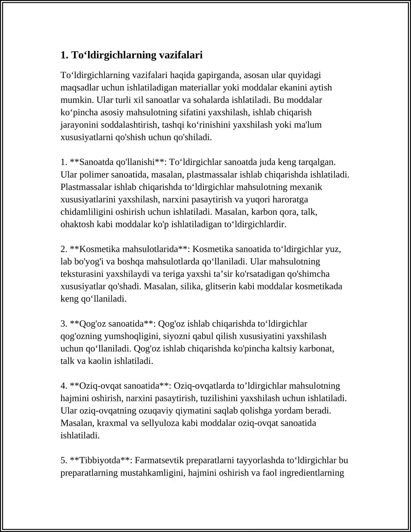 TOʻLDIRGICHLARNI TURLARI AHAMIYATI 3