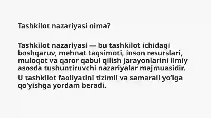 Tashkilot nazariyasi 3