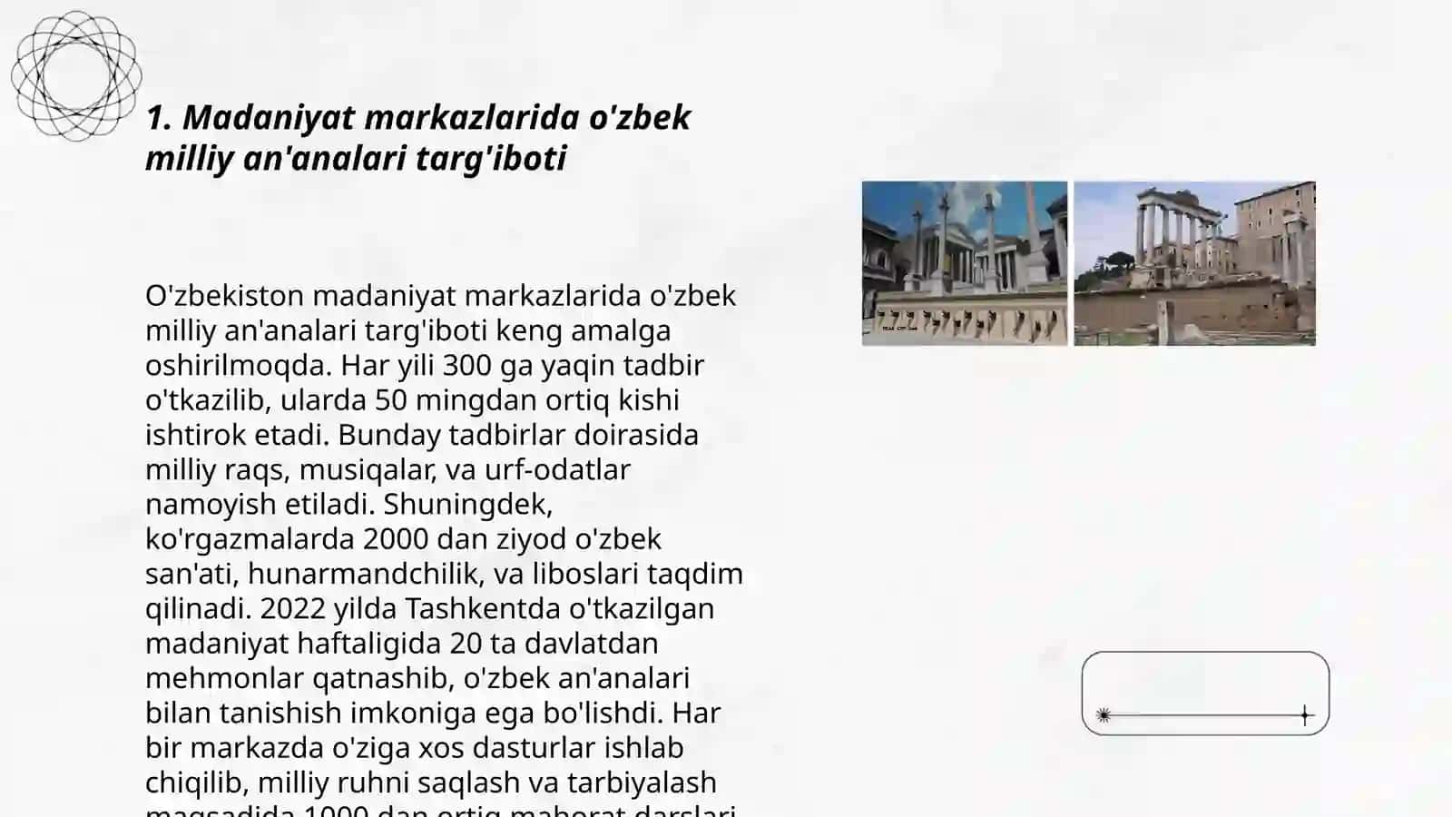 "Madaniyat markazlarida o'zbek milliy an'analari targ'iboti" 3