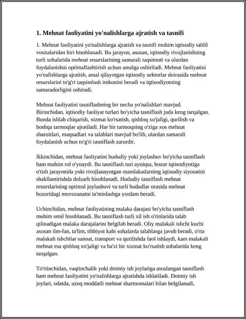 YONALISHLARGA KO'RA MEHNAT FAOLIYATI TAHLILI 3