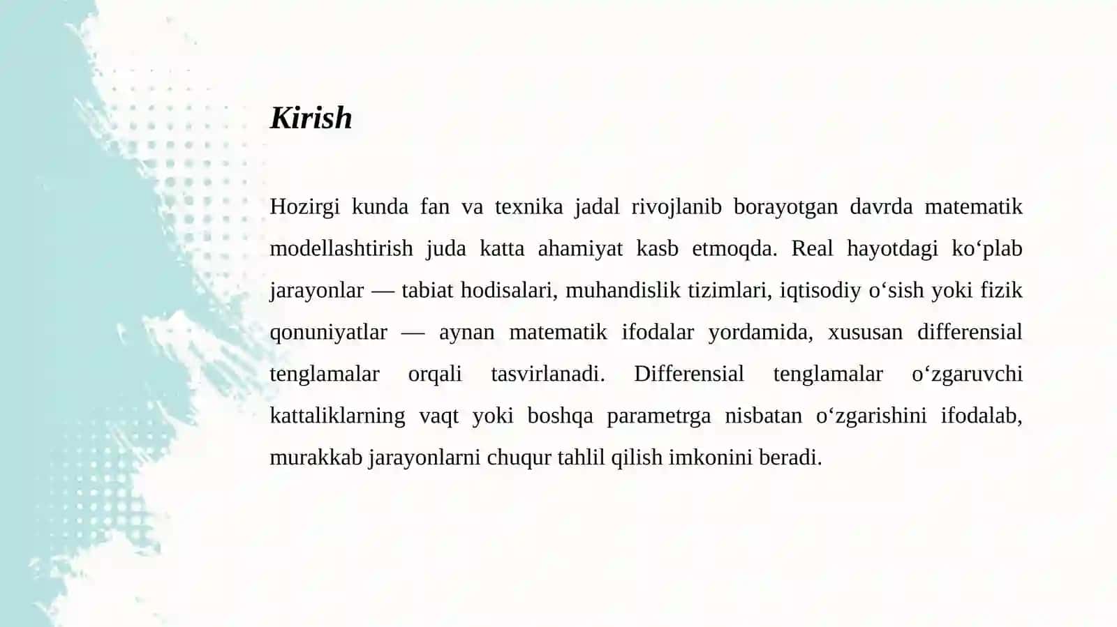 Mathcadda differensial tenglamalarga qo‘yilgan masalalarni yechish 3