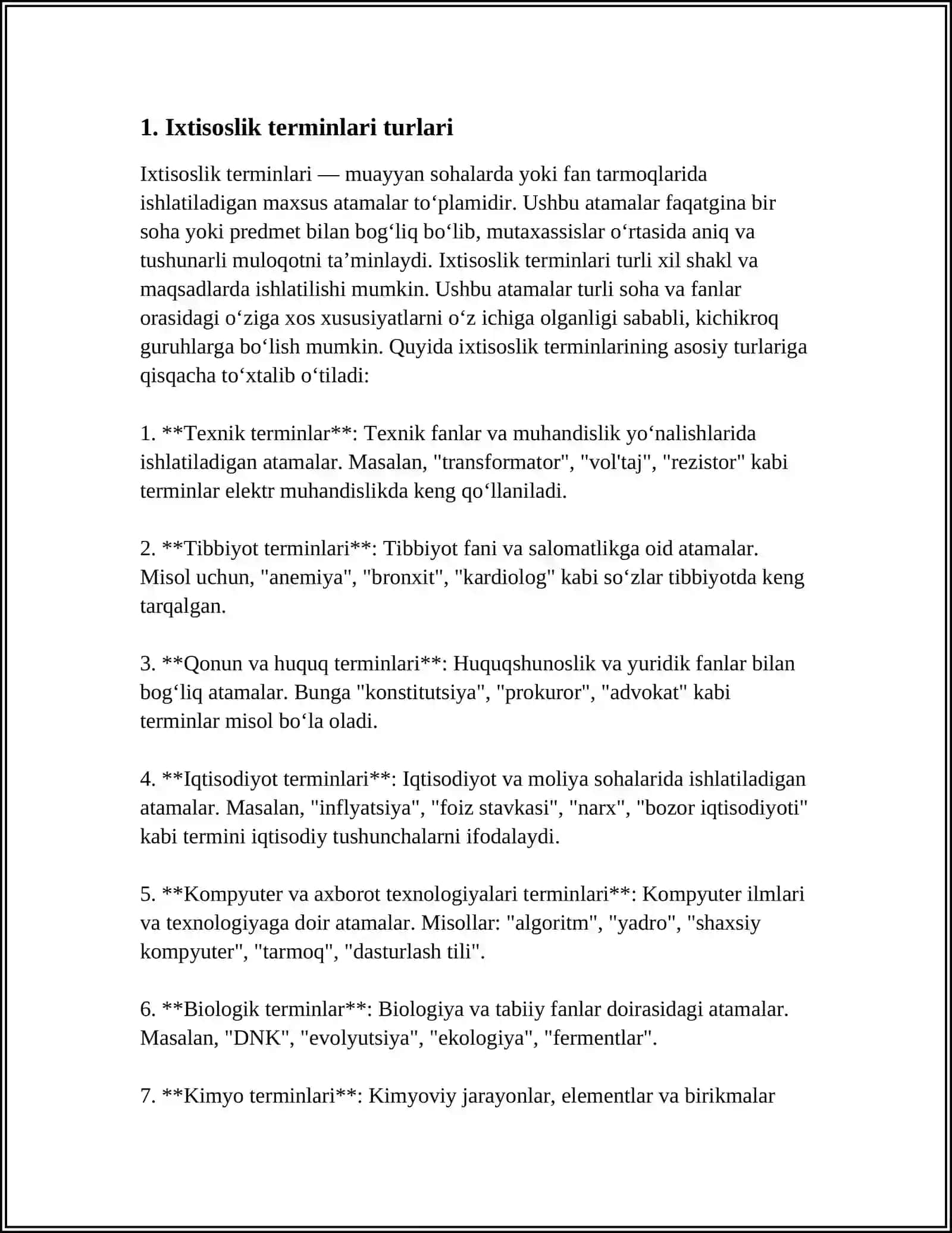 IXTISOSLIK TERMINLARI USTIDA ISHLASH 3