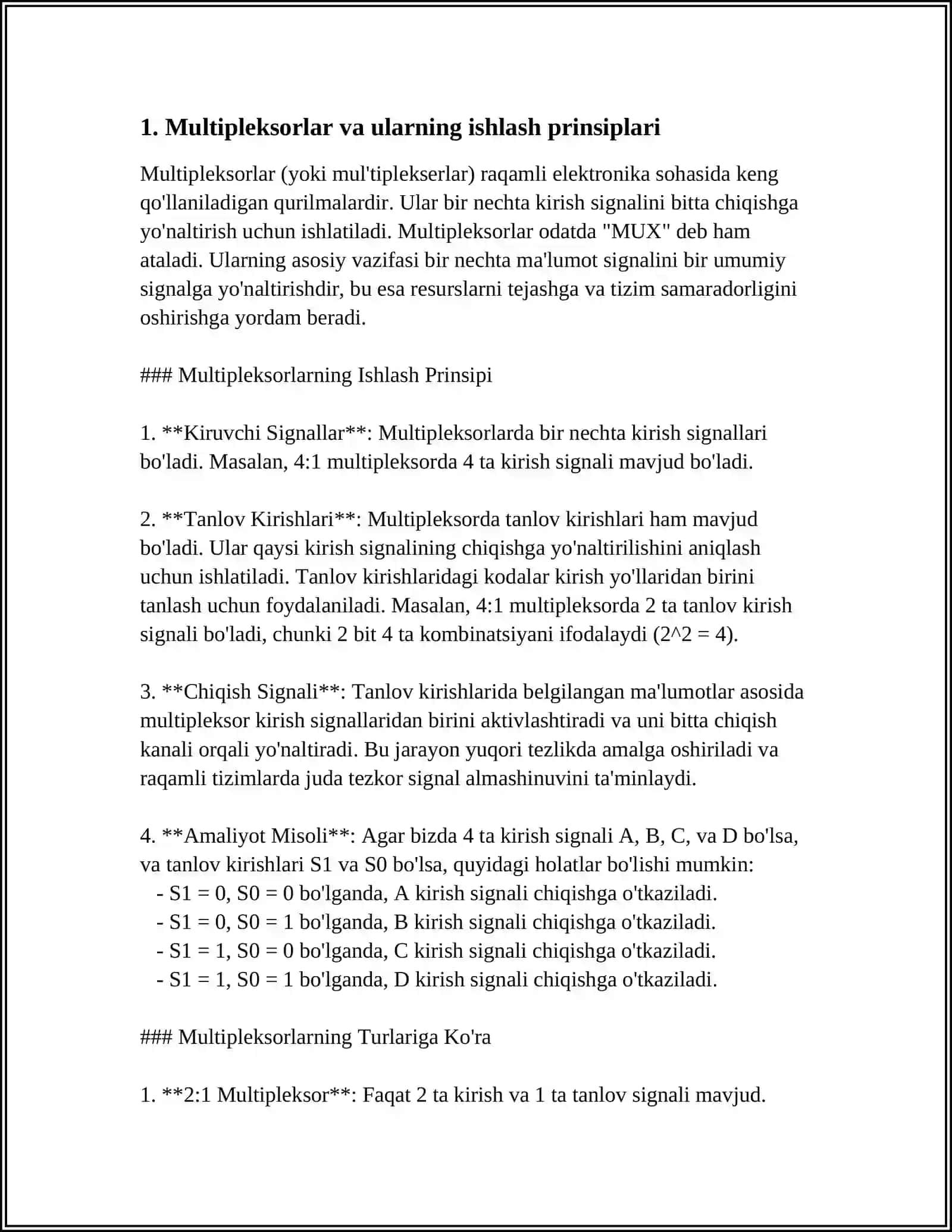 MULTIPLEKSOR VA DEMULTIPLEKSORLARNI TADQIQ ETISH 3