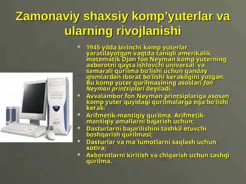 ZAMONAVIY KOMPYUTERLAR VA ULARNING ARXITEKTURASI 3
