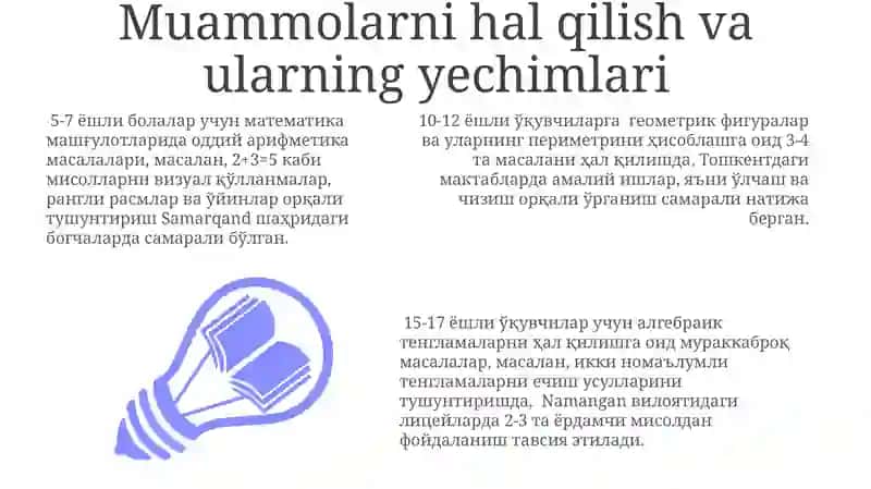 MTT turli yosh guruxlarda matematik mashğulotlar õtkazish texnalogiyasi va tashkil qilish 3