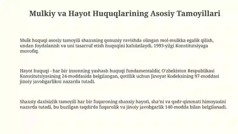 Mulk va Hayotga Munosabat: Huquqiy Asoslar va Himoya 3