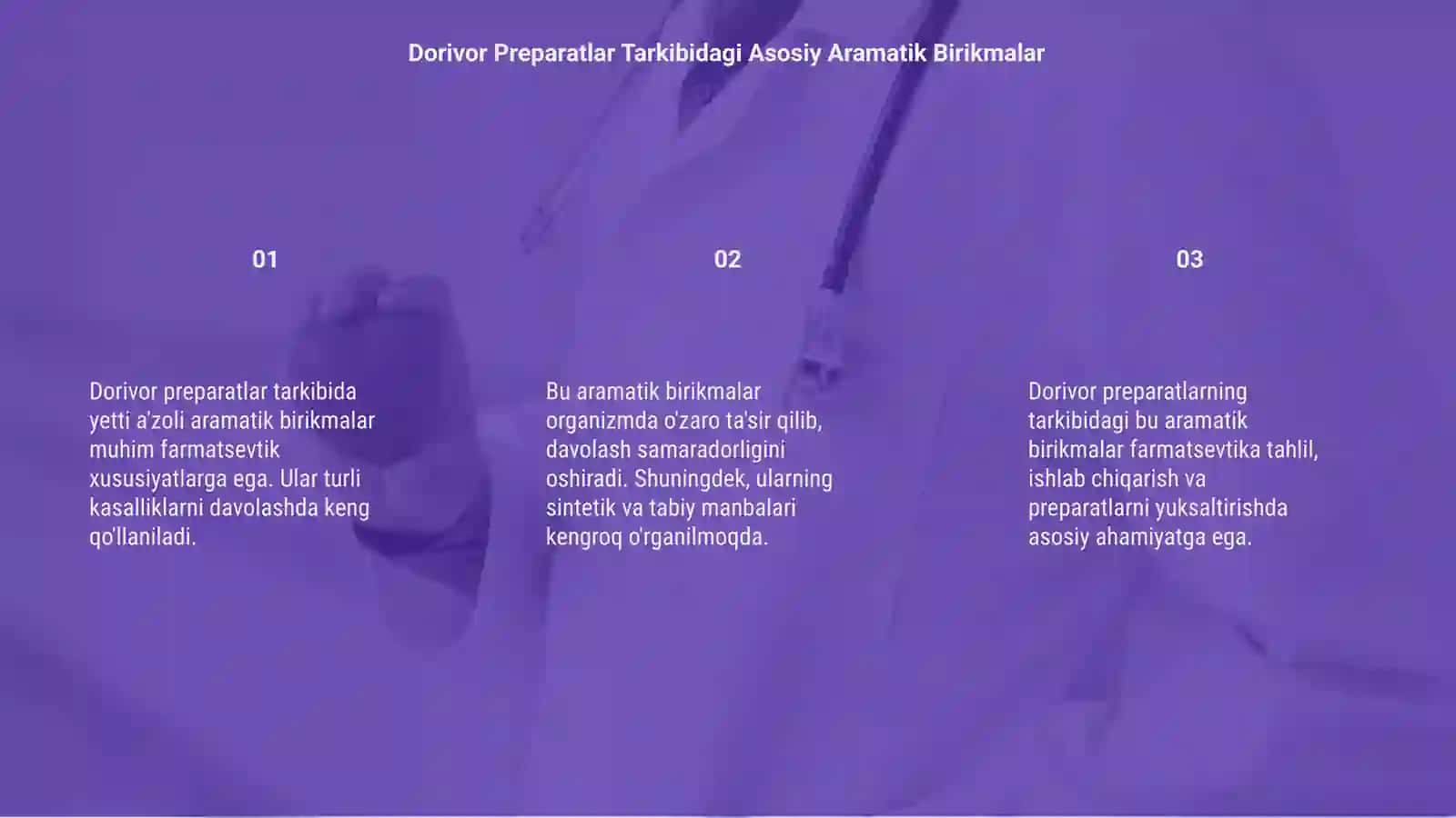 Dorivor preparatlar tarkibidagi yetti a'zoli aramatik birikmalar 3