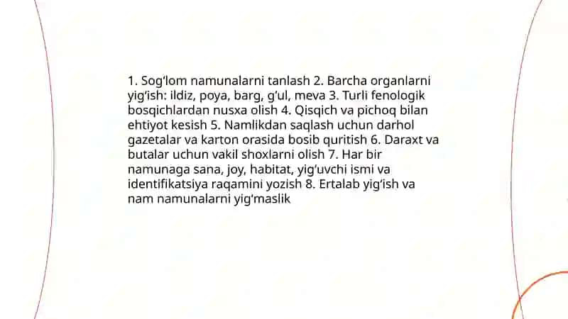 Gerbariy tayyorlash va tayyorlash usullari haqida maʼlumot berish 3