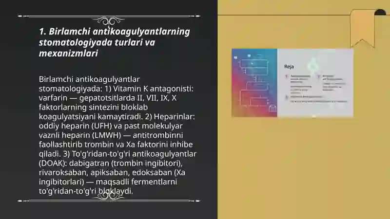 Birlamchi va ikkilamchi antikoagulyantlar stomatologiyada qo'llanilishi 3