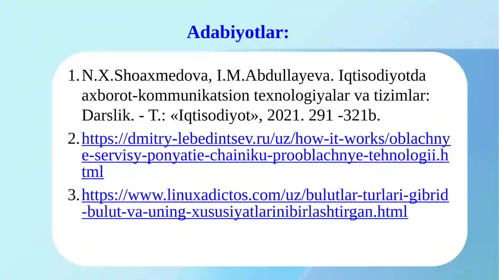 Iqtisodiyotda axborot-kommunikatsion texnologiyalar va tizimlar: Darslik 3