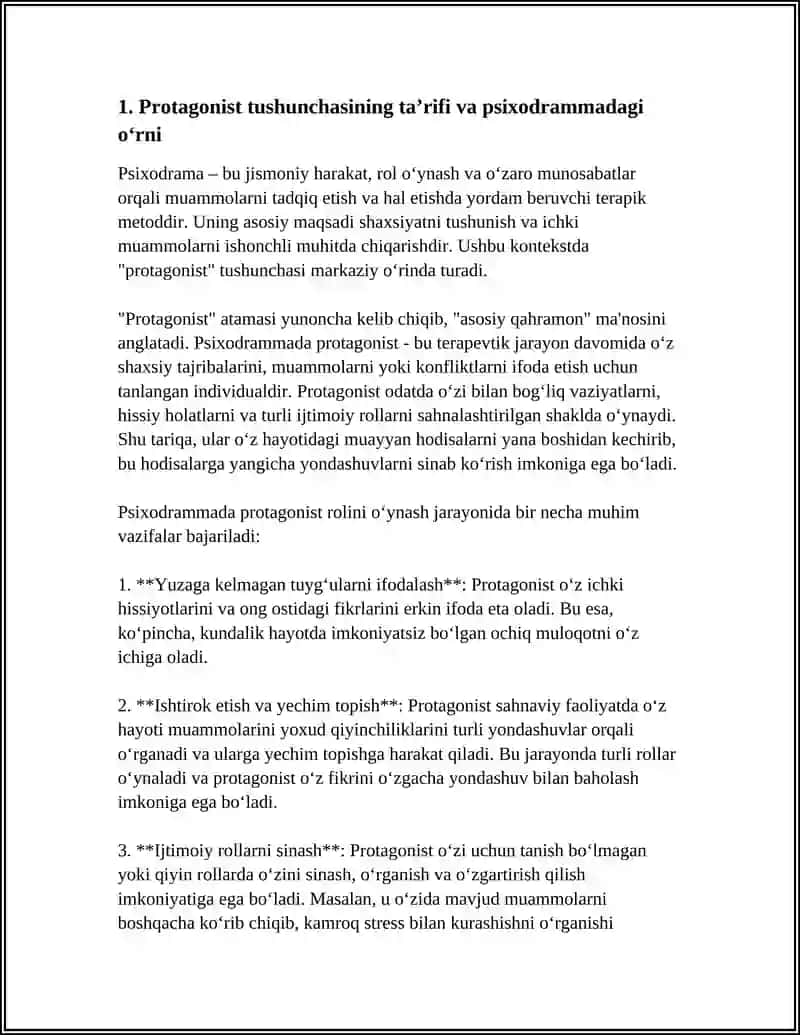 PSIXODRAMMADA PROTAGONIST TUSHUNCHASI UNING VAZIFASI 3
