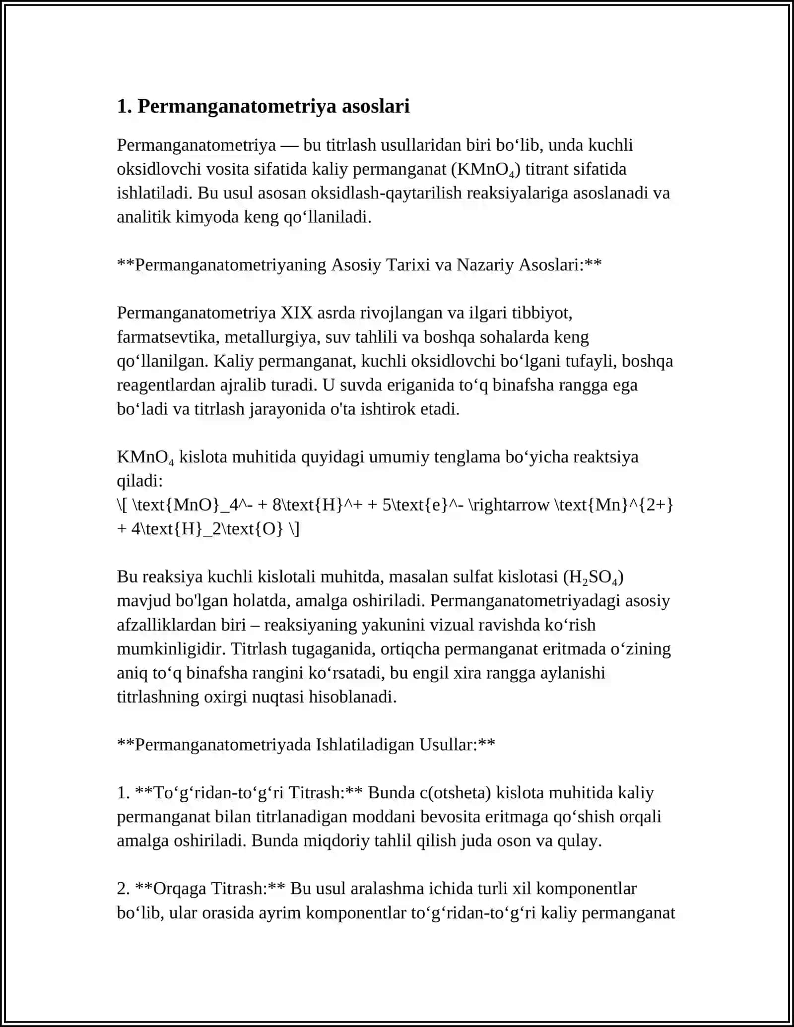 PERMANGANATOMETRIYA YODOMETRIYA BROMATOMETRIYA NITRITOMETROYA USULLARI 3