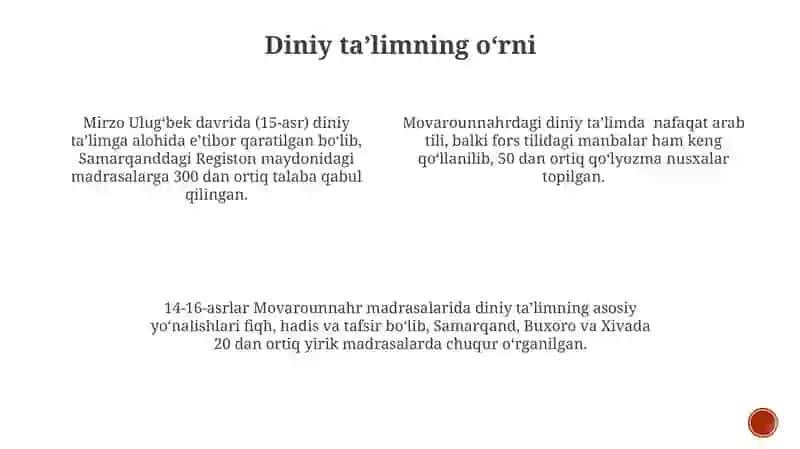 XIV-XVI asrlarda Movarounnahrda ta’lim-tarbiya va pedagogik fikrlar 3