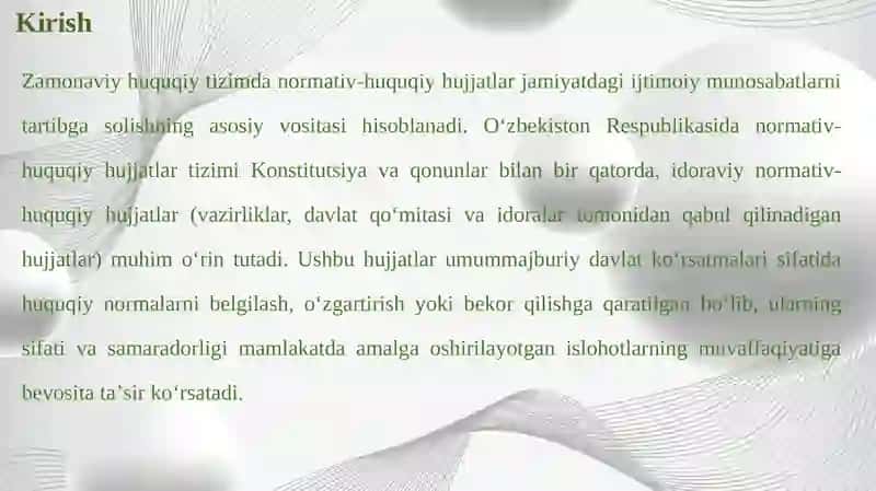 Idoraviy normativ-huquqiy hujjatlarini rasmiylashtirishning yuridik texnikasi 3