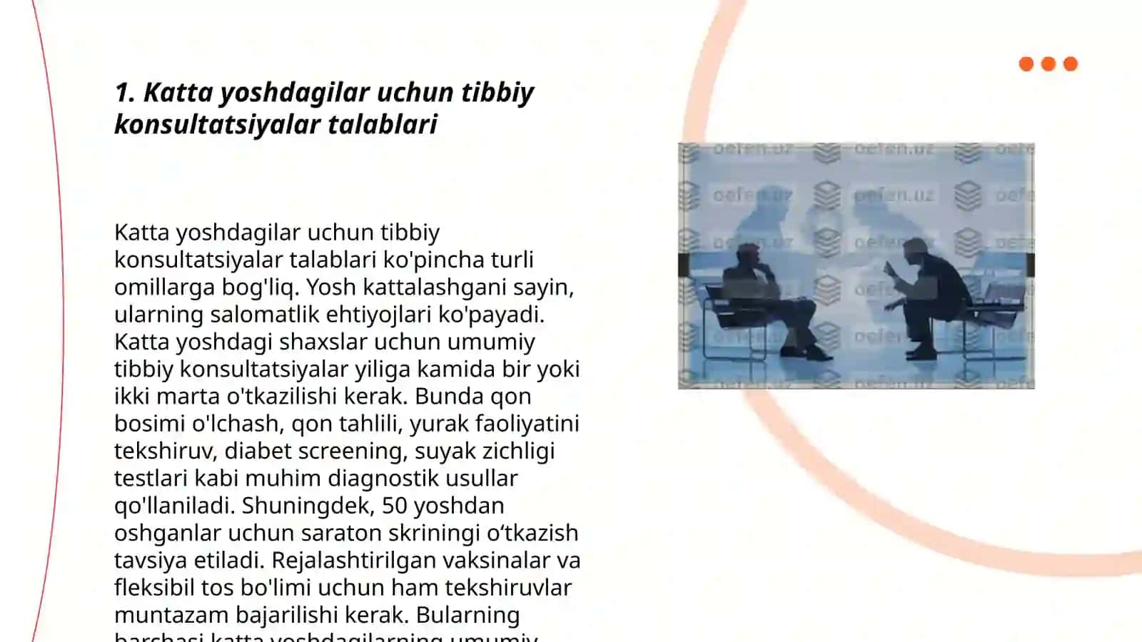 Katta yoshdagilar uchun tibbiy konsultatsiyalar talablari 3