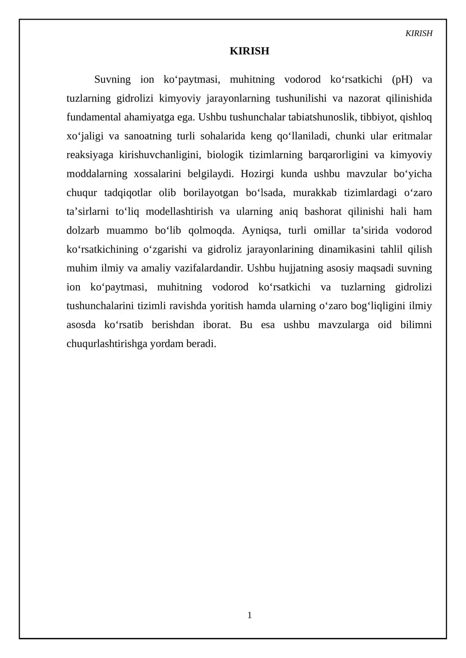 Suvning ion koʻpaytmasi.Muhitning vodorod koʻrsatkichi. Tuzlarning gidrolizi 3
