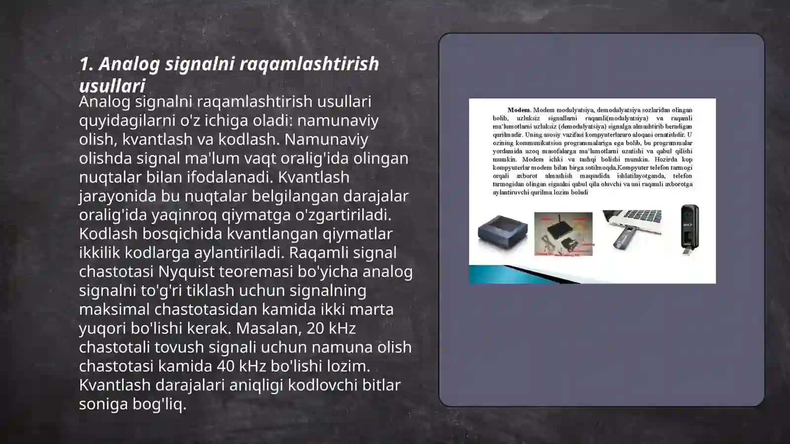 Analog signallarni diskretlashtirish va raqamli signallarga ishlov berish 3