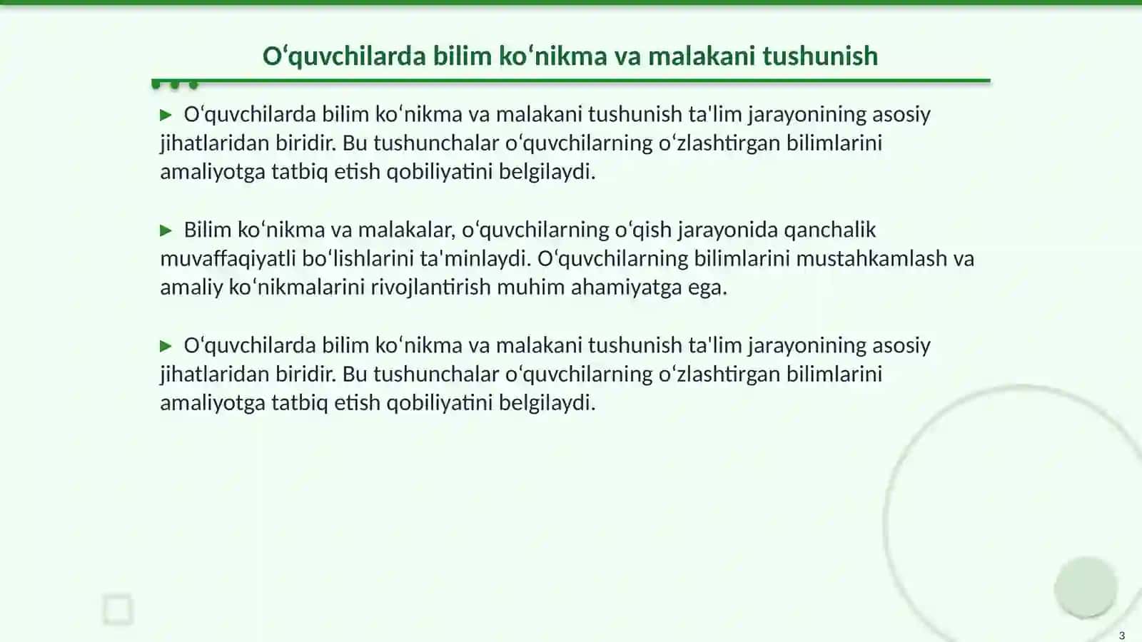 O‘quvchilarda bilim ko‘nikma va malakani tarkib toptirish muammolari 3