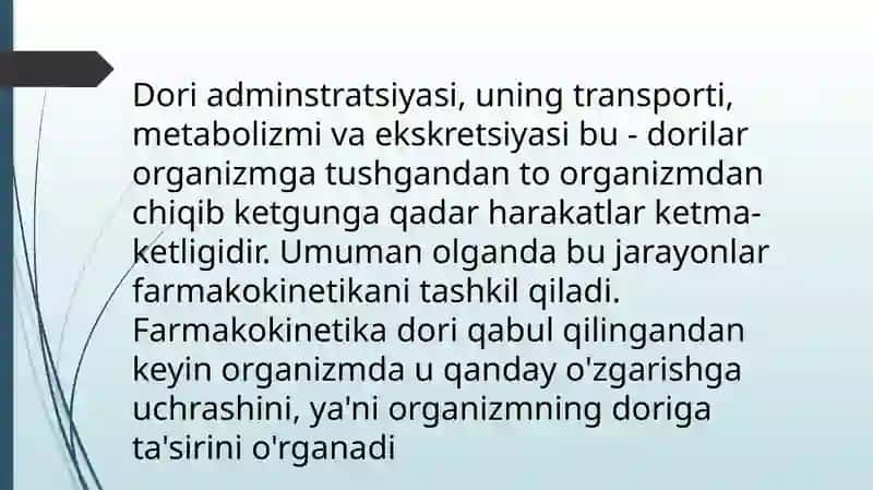 Doritaqsimlanishi. Dorimetabolizmi. Dorieliminatsiyasivatasiriningterminatsiyasi 3
