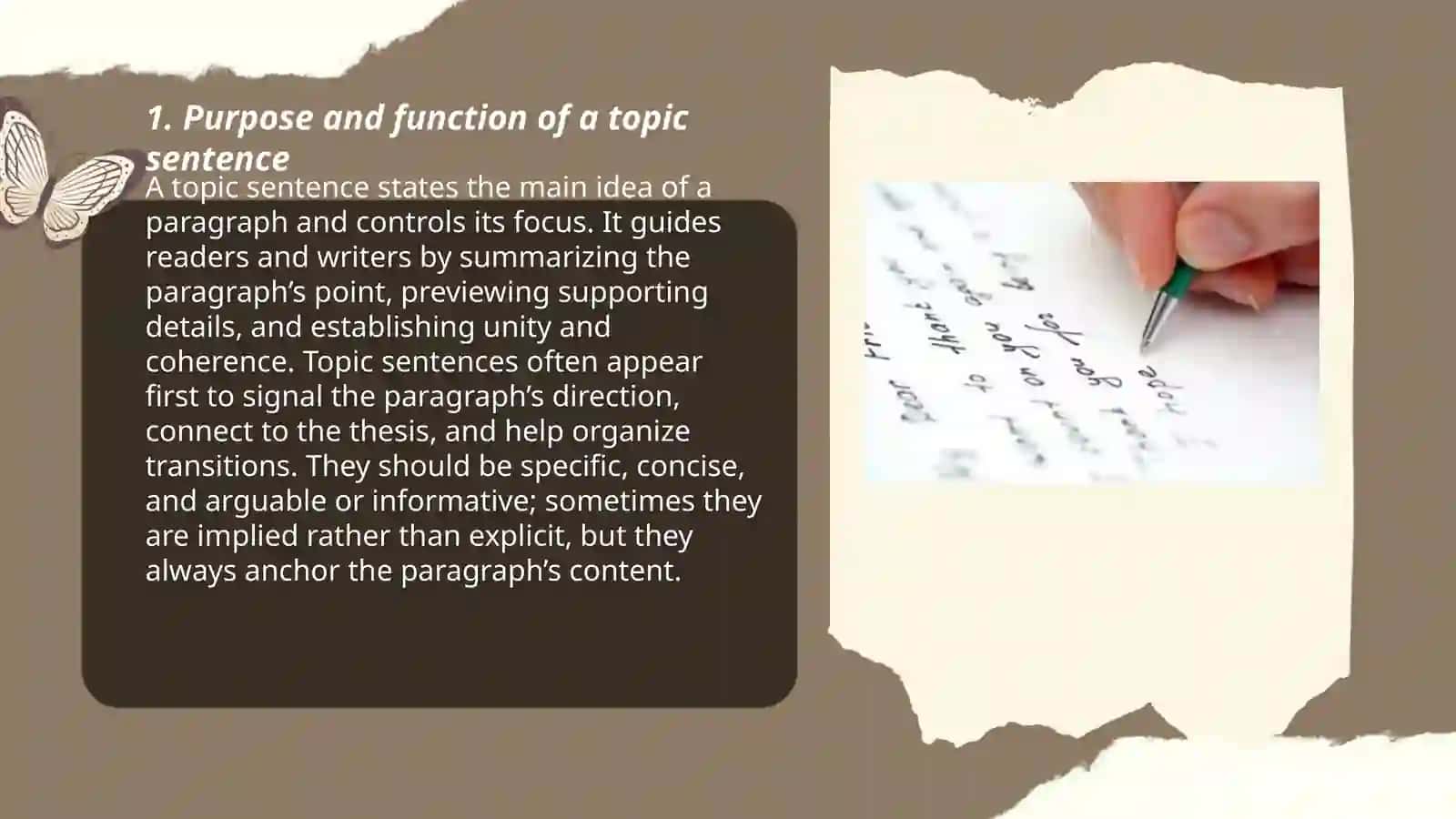 Writing clear topic sentence and paragraphs 3
