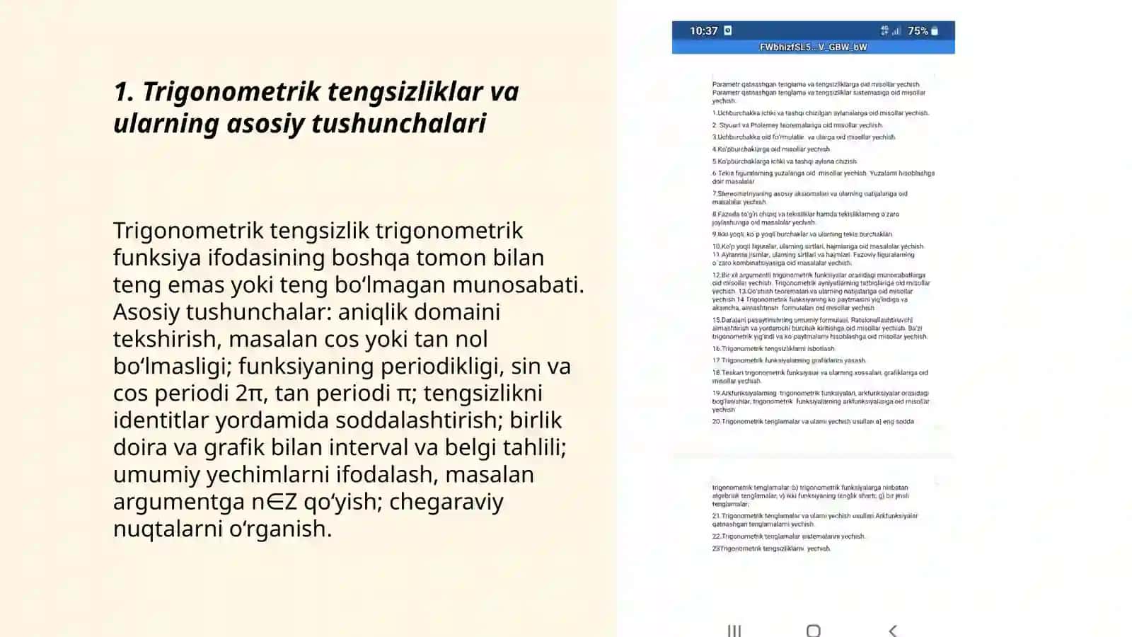 Trigonometrik tengsizliklarni yechish 3