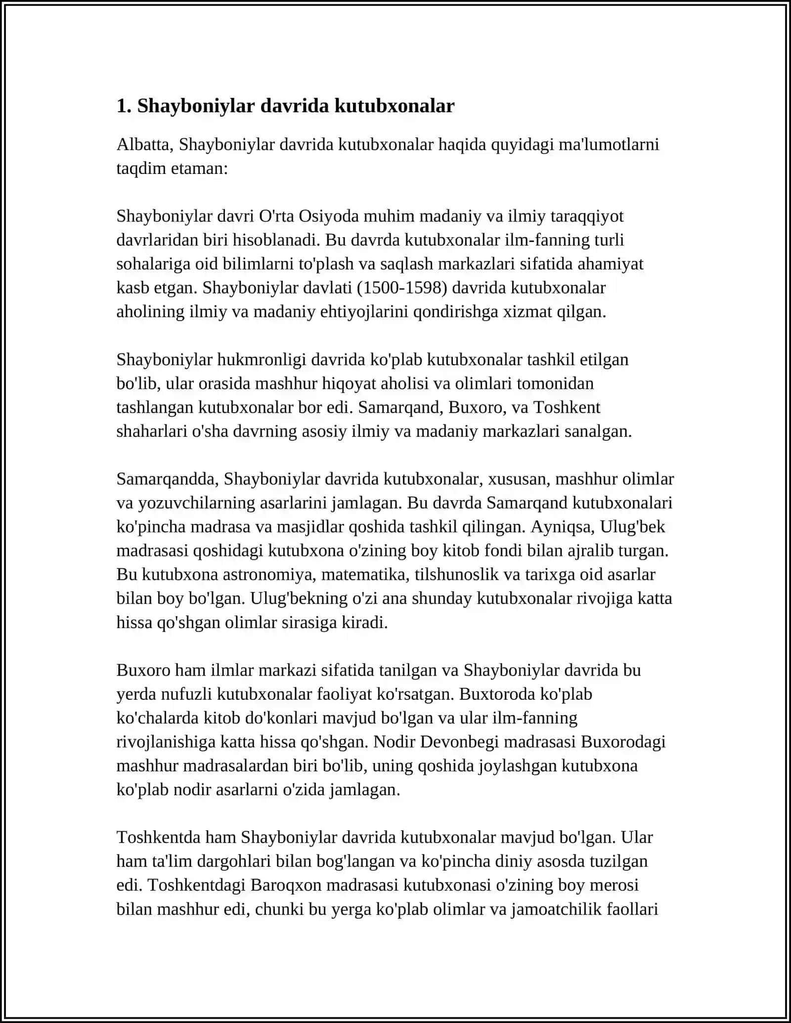 SHAYBONIYLAR VA ASHTARXONIYLAR DAVLATLARIDA KUTUBXONALAR 3