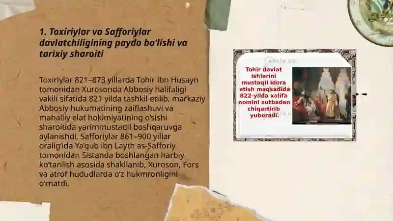 Toxiriylar va safforiylar davlatchiligi 3