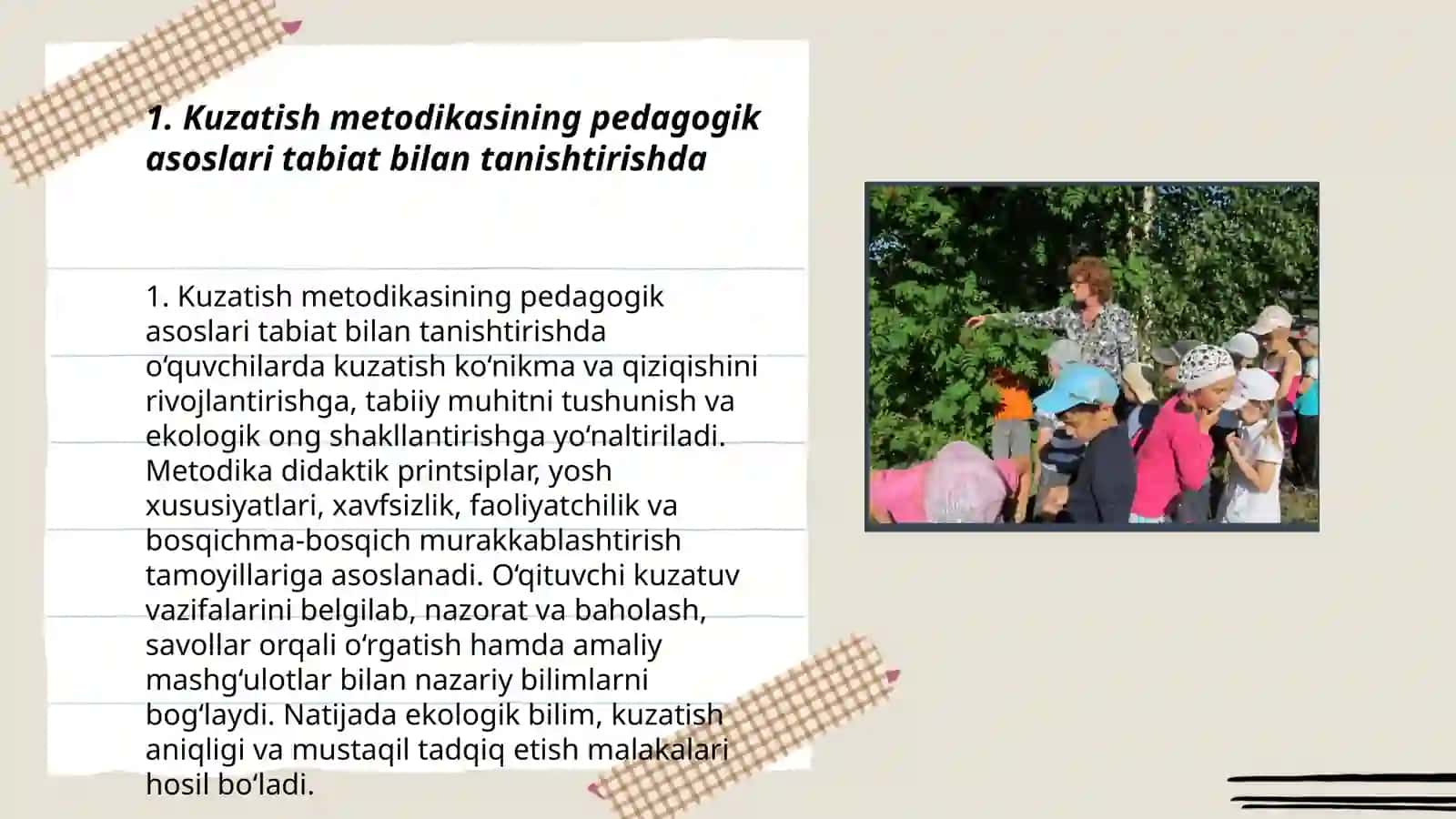 Kuzatish metodikasining pedagogik asoslari tabiat bilan tanishtirishda 3