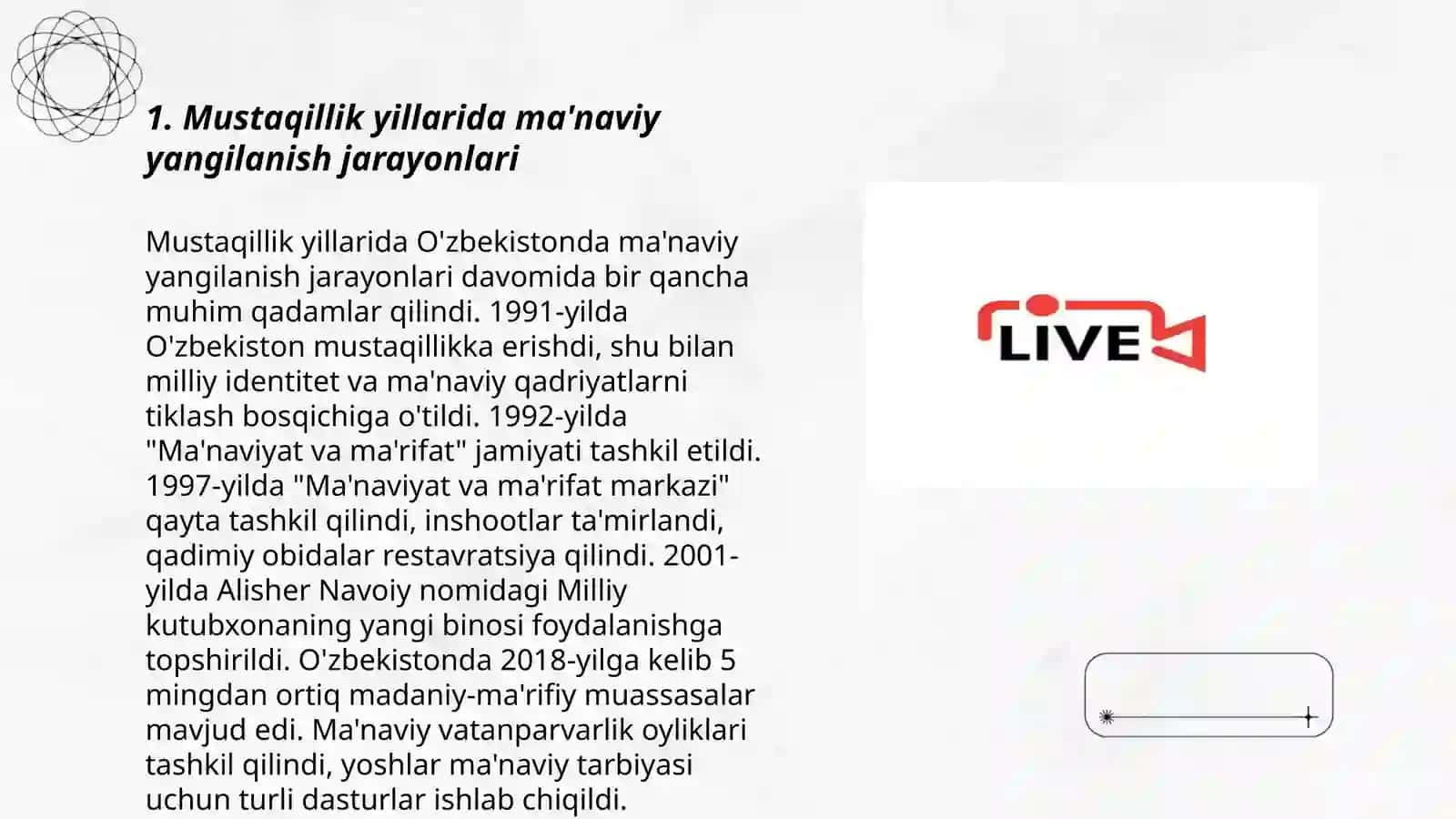 Mustaqillik yillarida ma'naviy yangilanish jarayonlari 3
