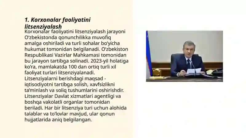 Korxonalar faoliyatini litsenziyalash 3
