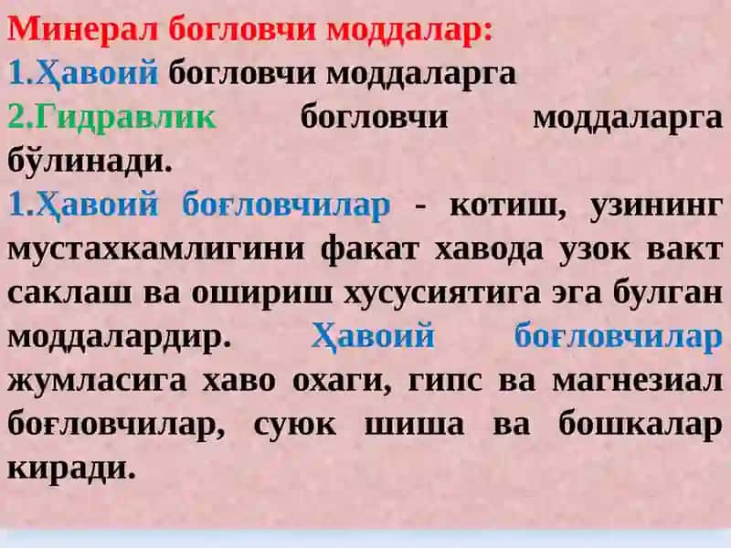 Минералбошловчилар ҳақида асосий маълумотлар ва уларнинг синфлари 3