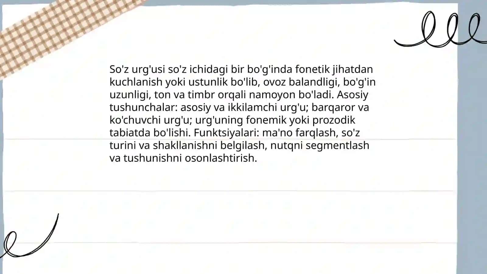 So'z urg'usi va bo'g'in turlari bo'yicha 3