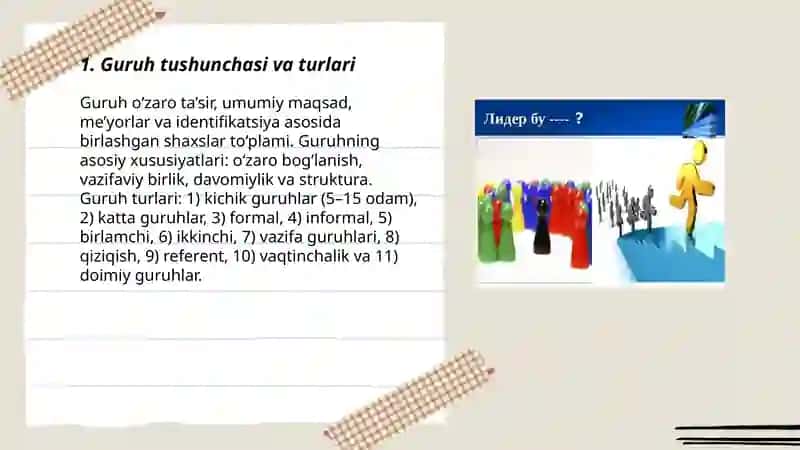 Katta va kichik guruhlar pdixologiyasi 3