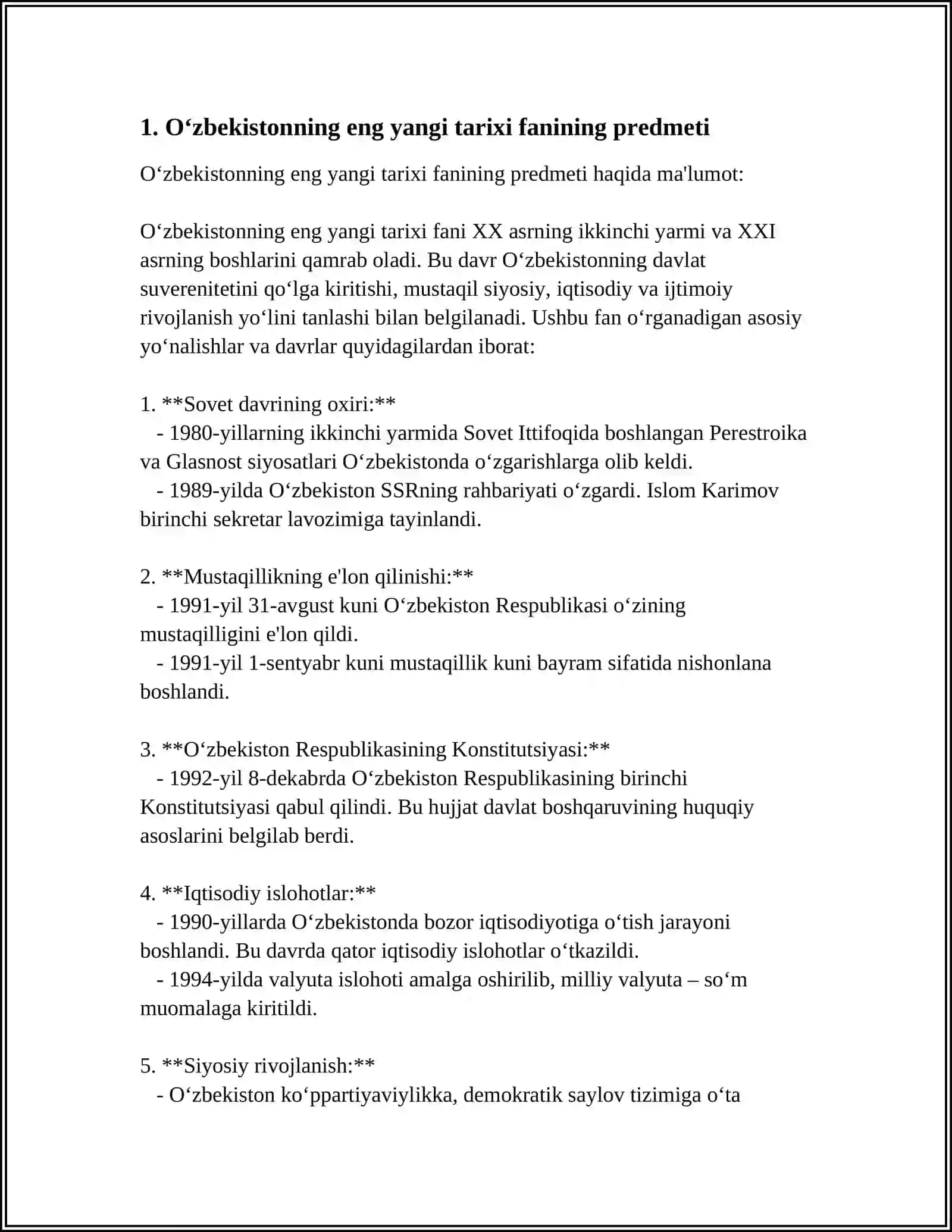 "O‘ZBEKISTONNING ENG YANGI TARIXI" O‘QUV FANINING PREDMETI,MAQSADI,VA VAZIFALARI,NAZARIY METODOLOGIK TAMOYILLARI 3