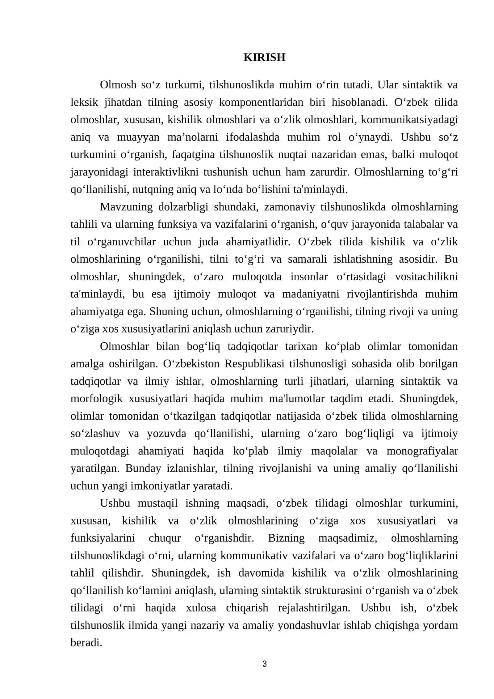 Olmosh soʻz turkumi kishilik va oʻzlik olmoshlari 3