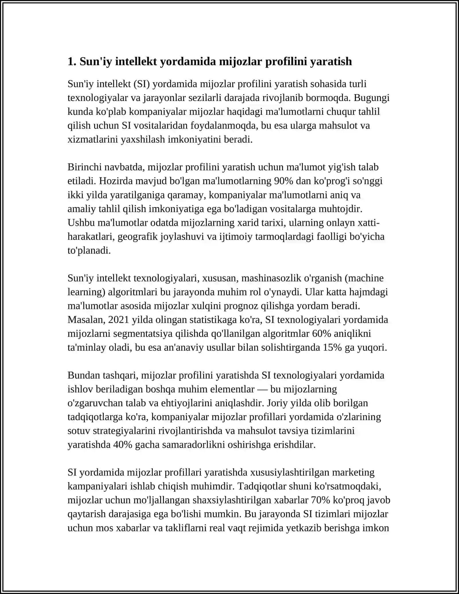 RAQAMLI BANK HIZMATLARINI SHAXSIYLASHTIRISH VA OPERATSIYALARNI AVTOMATLASHTIRISHNI YAXSHILASH UCHUN SUNIY INTELEKTDAN FOYDALANISH 3