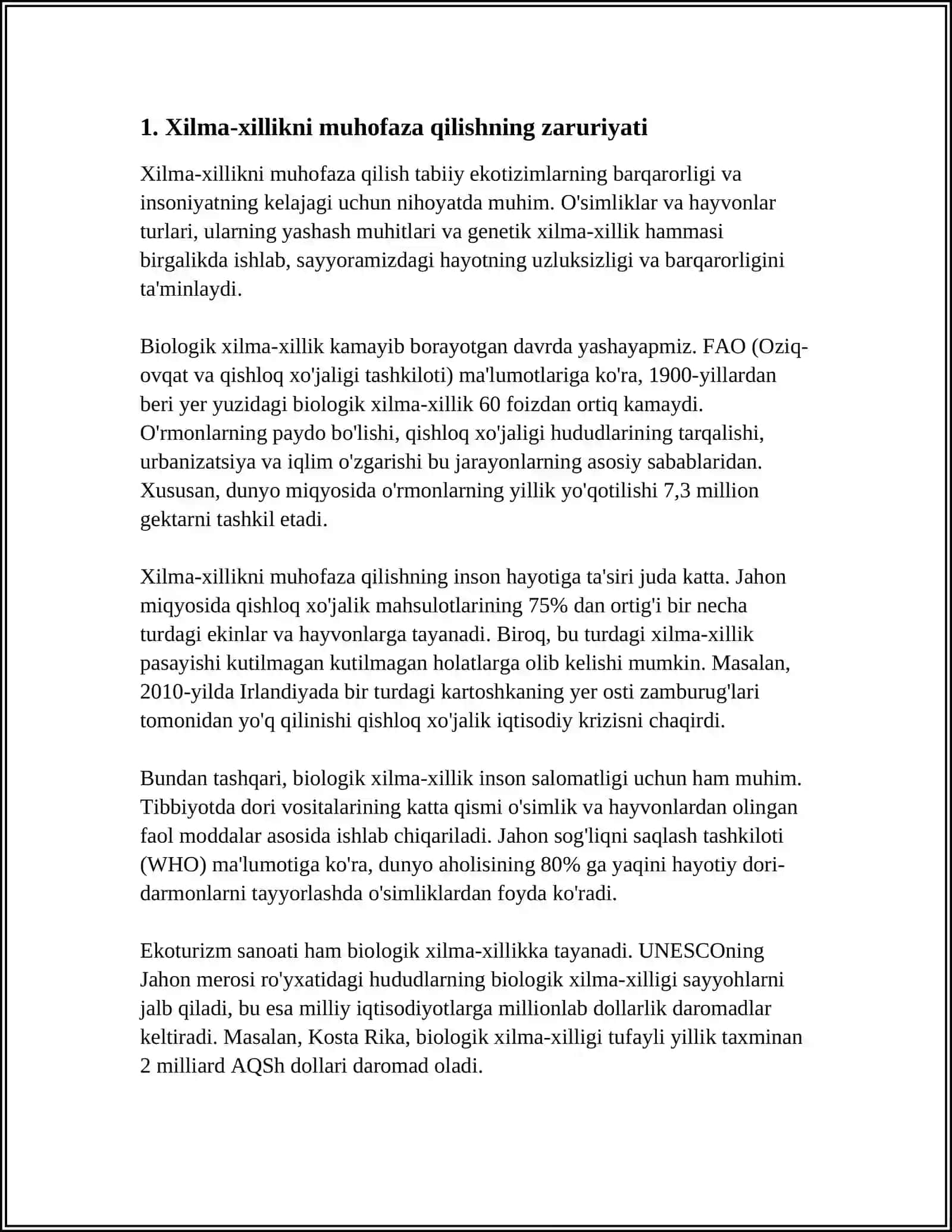 BIOLOGIK XILMA -XILLIKNI MUHOFAZA QILISH 3