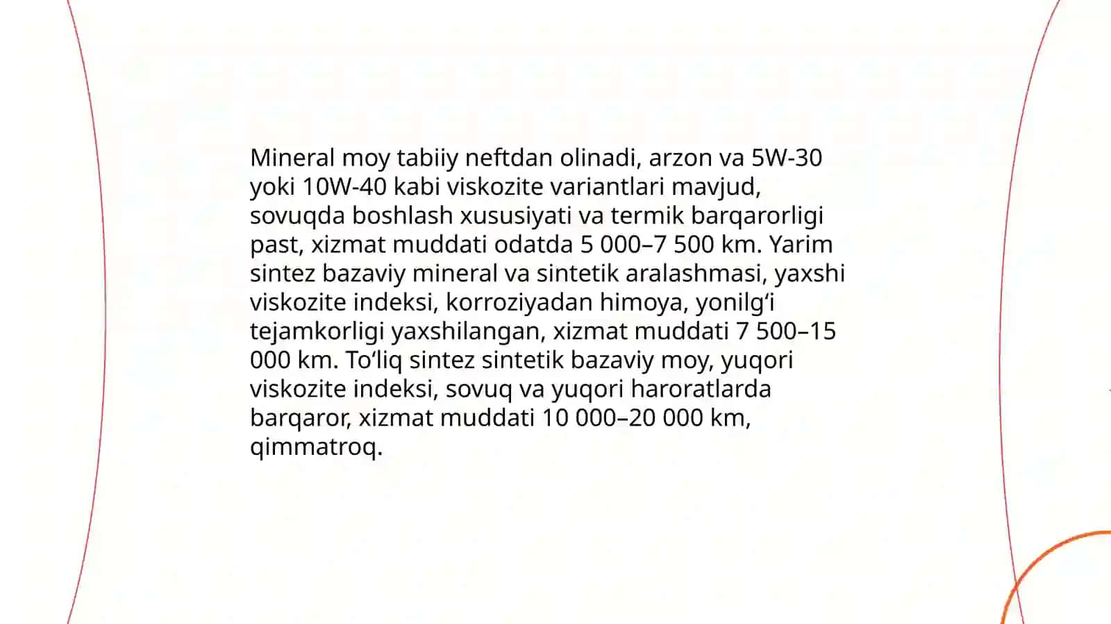 Motor moy turlari: mineral, yarim sintez va toʻliq sintez 3